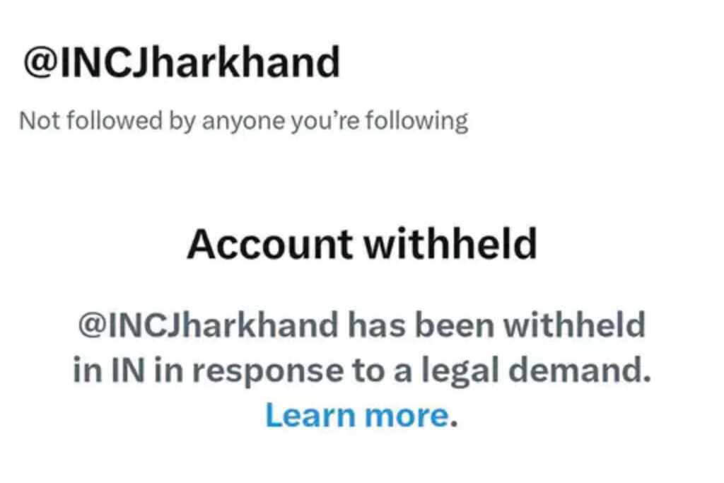 Jharkhand Congress X account suspended